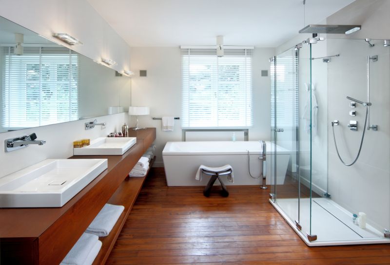 Contemporary Bathroom with Glass Walls